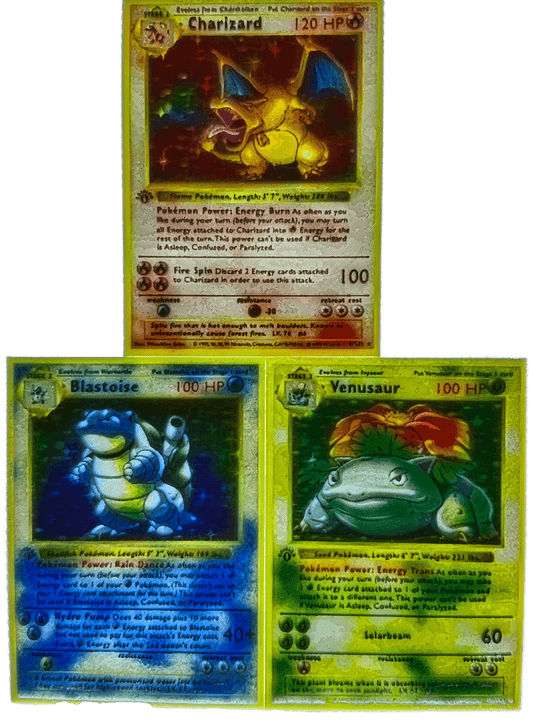 Dreier-Set Pokémonkarten als hochwertiges 3D-Druck Kunstwerk mit Gravur