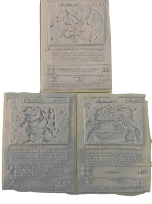 Dreier-Set Pokémonkarten als hochwertiges 3D-Druck Kunstwerk mit Gravur