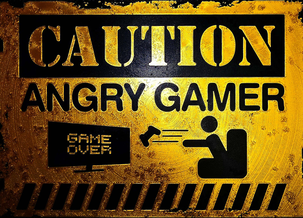 Caution Gamer Hueforge 3D Wandbild für Gaming-Fans