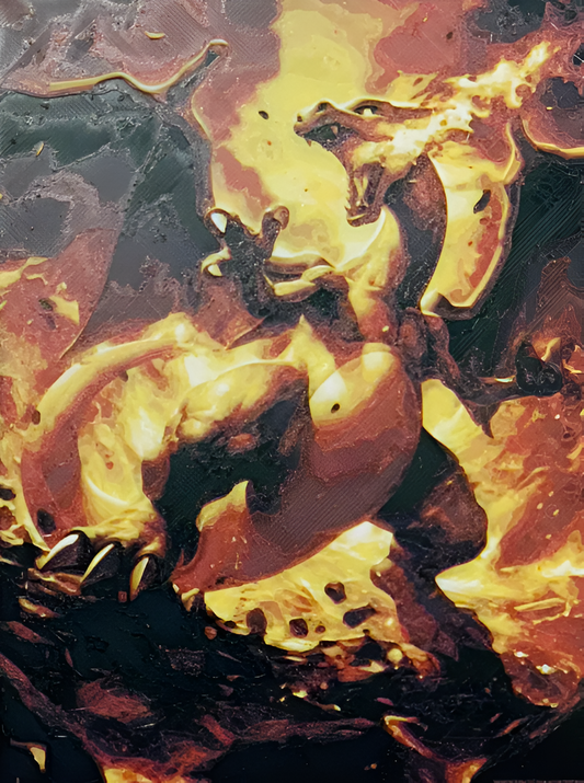 Feuerspeiender Glurak als beeindruckendes Pokémon 3D-Lithophane