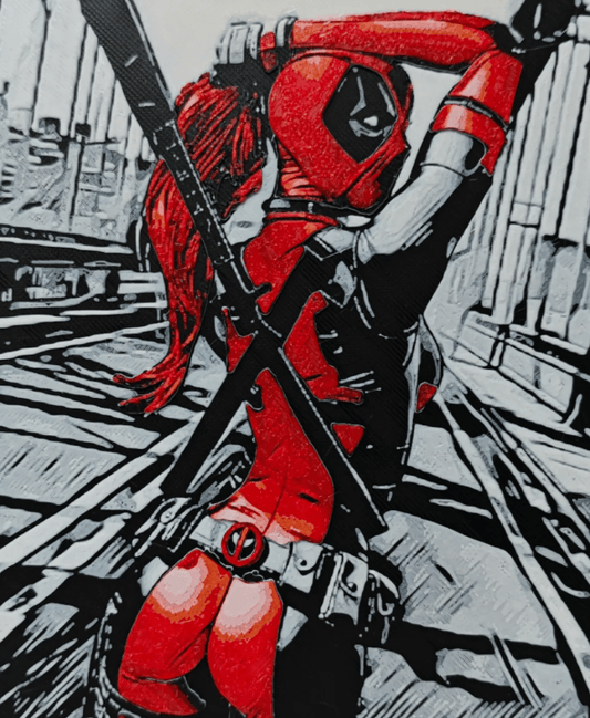 Lady Deadpool als starke Superheldin in coolem 3D-Bild