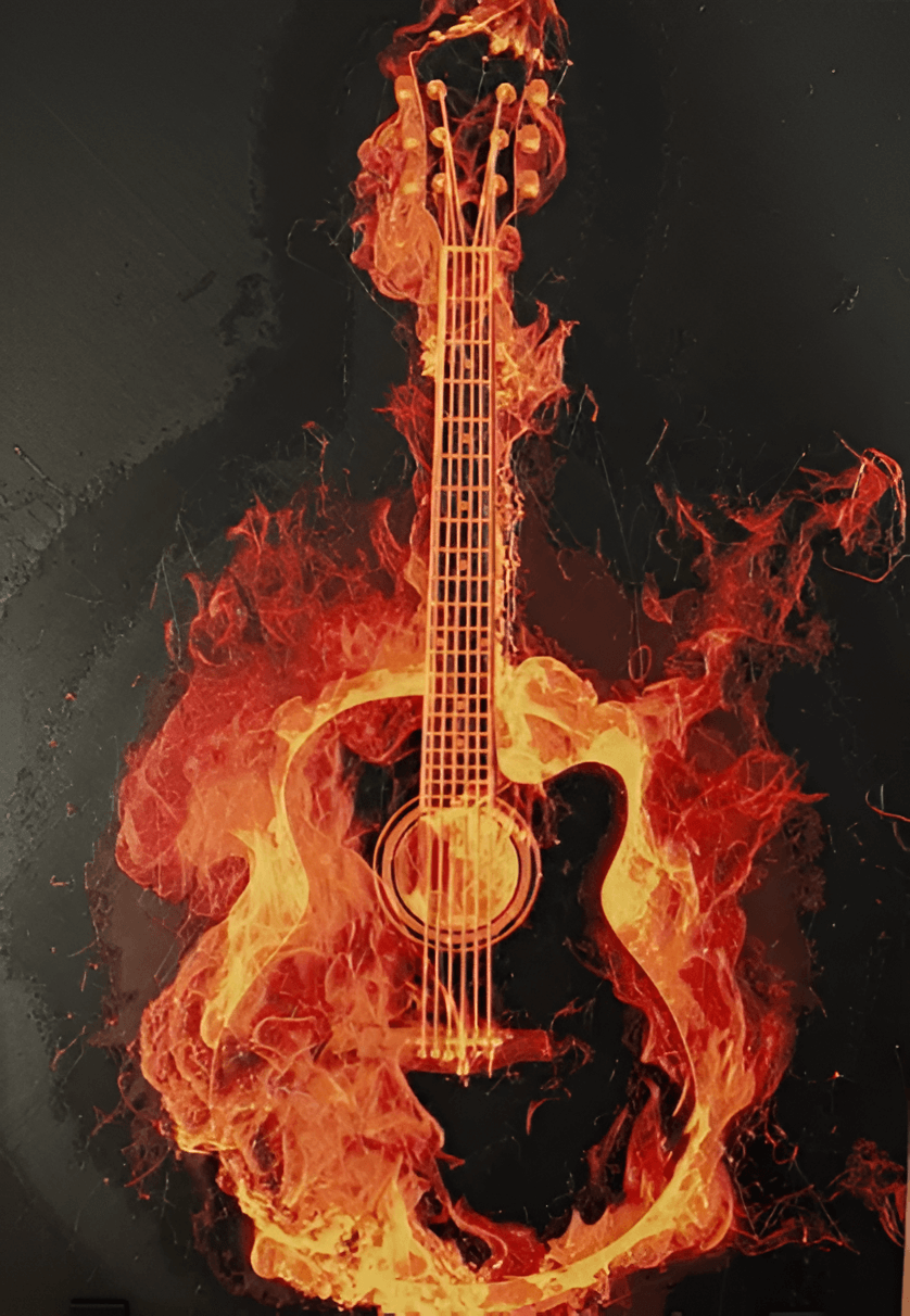 Brennende Gitarre als rockiges 3D-Lithophane für Musikliebhaber