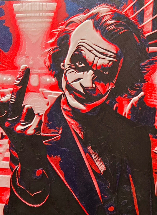 Joker als düsteres 3D-Lithophane mit ikonischem Gesichtsausdruck