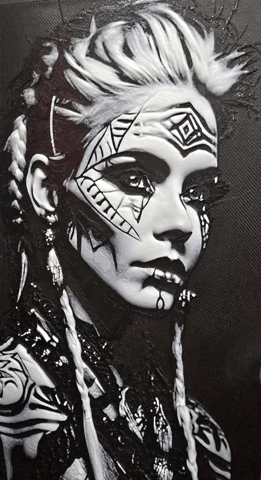 Wikingerfrau mit Tattoo als kraftvolles 3D-Bild – nordisch & stark