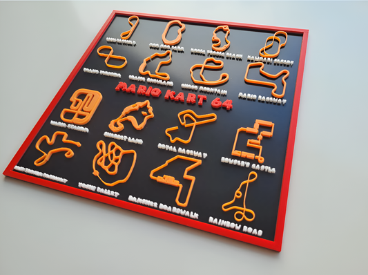 Retro-Mario Kart 64 Rennstrecke als verspieltes 3D-Lithophane