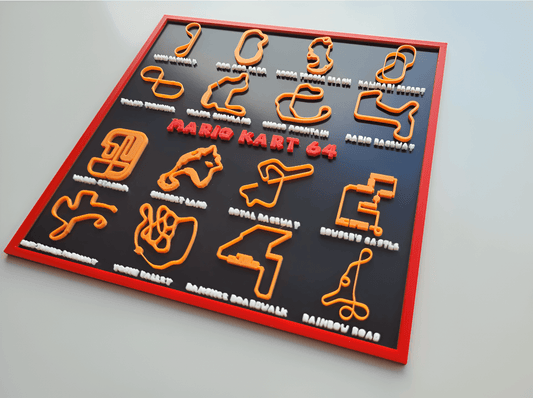 Mario Kart N64 Rennstrecke 3D Wandbild Hueforge Art