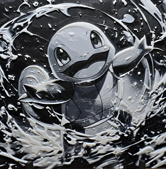 Schiggy in schwarz-weiß als minimalistisches Pokémon 3D-Lithophane