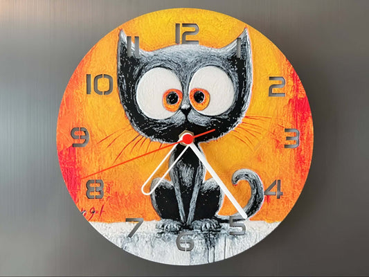 Pawtrait Edition 3D Uhr 🐱 mit neugierigem Design. Perfekt für 🏠, Büros oder als Geschenk. Veloria Möbelstück für Stil & Humor.