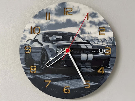 3D Uhr "SRT Helltime Edition" mit 🚗 Muscle Car Design und markantem Hellcat-Logo, inspiriert von Dodge Challenger 🕒 Veloria