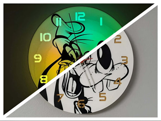 Goofy Glow Edition 3D Uhr mit LED-Effekt von Veloria 🕰️✨. Perfekte Disney-Dekoration für Kinderzimmer oder Game Room.