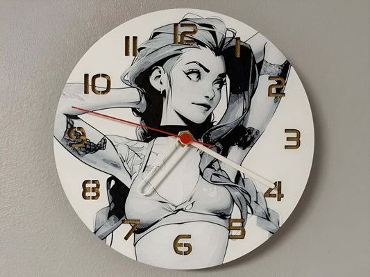 "LoL Clock: JINXED Edition 🕰️ mit Jinx-Design 🎮, perfekt für League of Legends-Fans ⚔️ und als einzigartiges Geschenk 🎁 für Liebhaber von Jinx und Chaos 💥."
