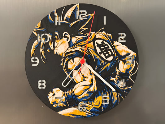 "Son-Goku Energie Edition Wanduhr 🕰️ mit Design des legendären Saiyajins ⚡, perfekt für Dragon Ball-Fans 🧧 und als kraftvolles Geschenk 🎁 für Liebhaber von Goku und seiner Energie."