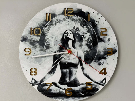 "ZenTime Edition Wanduhr 🕰️ mit symbolischem Zen-Design 🧘♂️, ideal für Meditation 🧘♀️ und Entspannung 😌, perfekt für Räume 🌿, die Ruhe 🕊️ und Balance ⚖️ fördern."