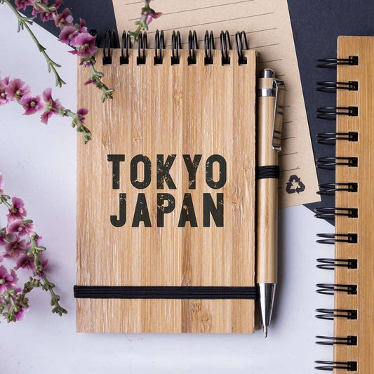 Mini-Notizblock aus Bambus mit Kugelschreiber – graviert, einzeln oder im 2er-Set