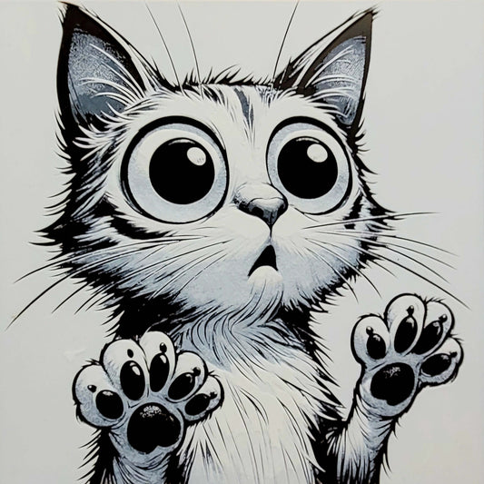 Überraschte Katze als lustiges 3D-Bild – ideal für Katzenliebhaber