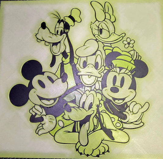 Mickey Mouse & Freunde als fröhliches 3D-Kunstwerk für Disney-Fans