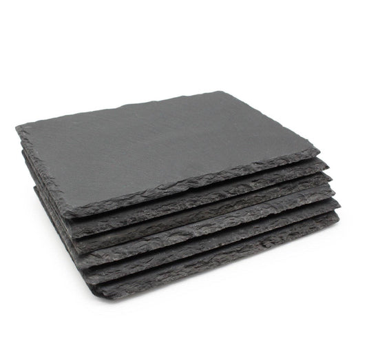 Schiefer-Servierplatte 22 x 16 cm mit Lasergravur, rustikale Optik, ideal für Tapas, Käse, Sushi, einzeln oder im 2er-Set