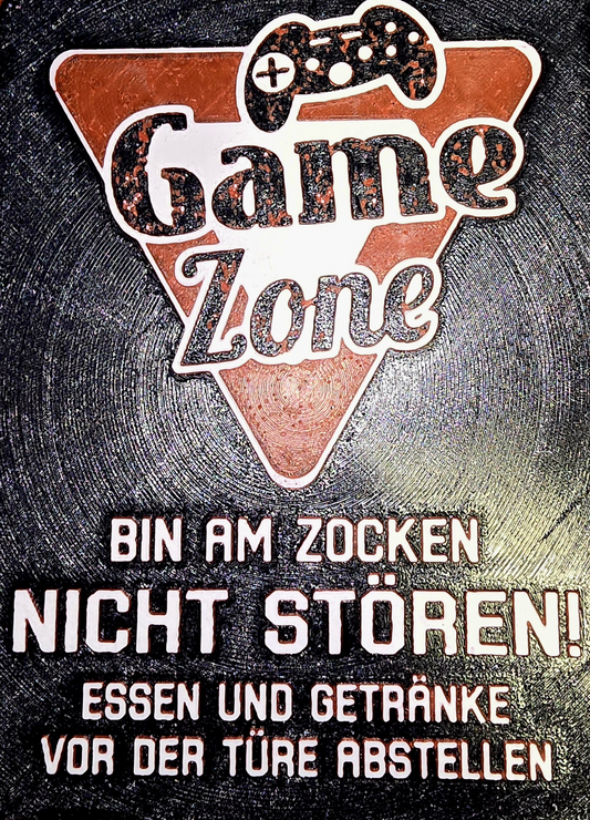 Gaming-Zone Warnschild als kreatives 3D-Lithophane für Zocker