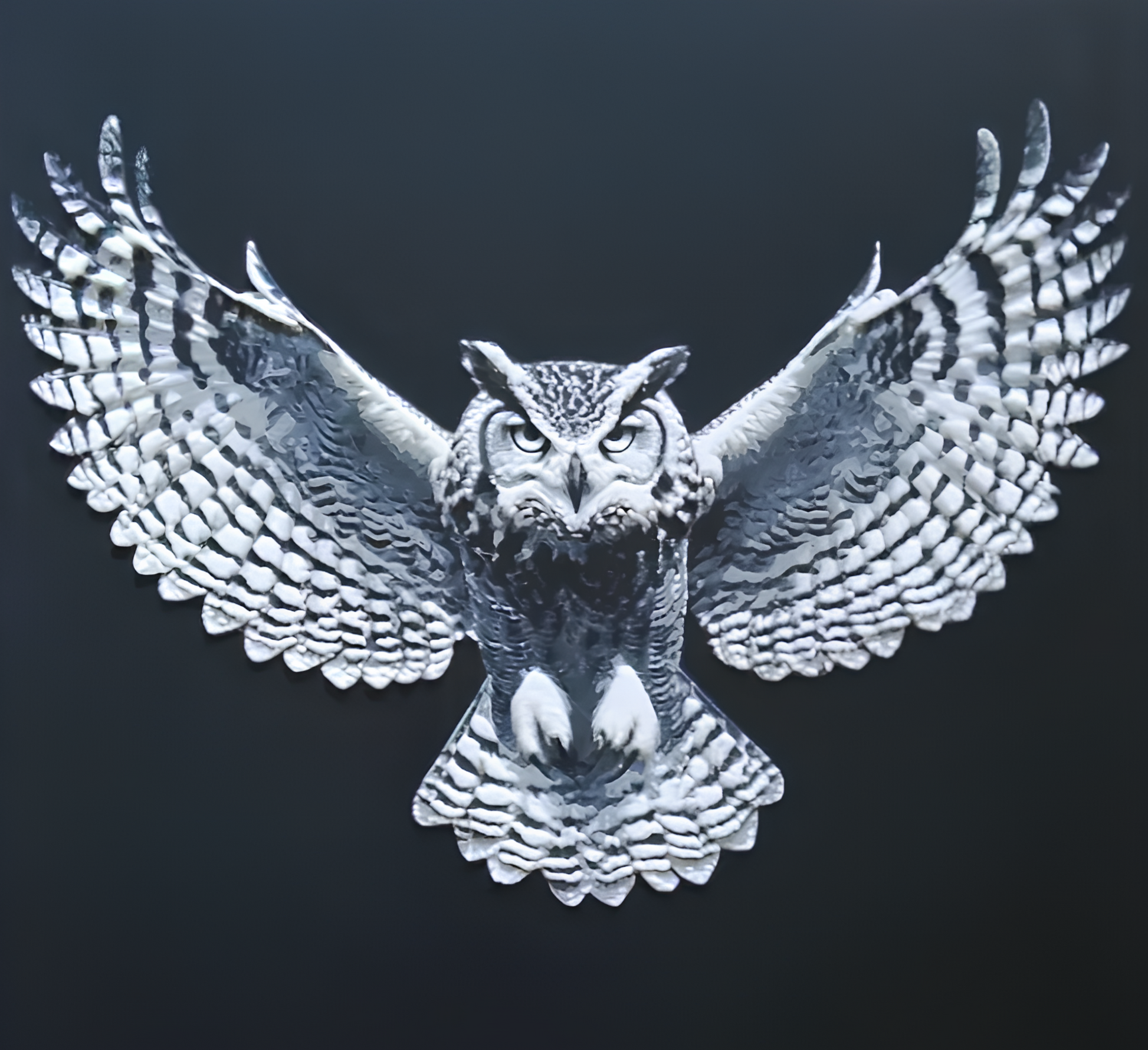 Eule im Flug als naturgetreues 3D-Bild – mystisch und elegant