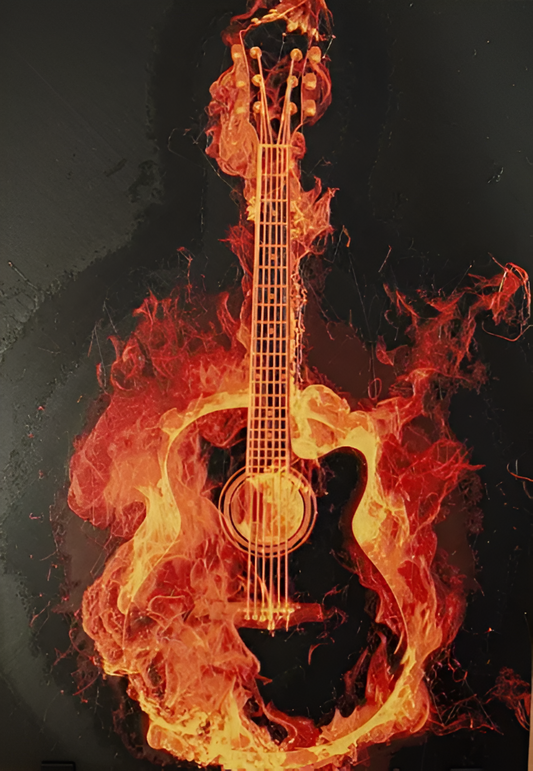 Brennende Gitarre als rockiges 3D-Lithophane für Musikliebhaber