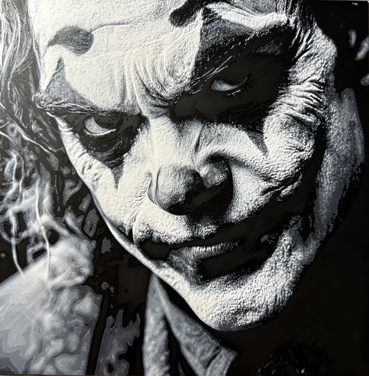 Joker in Schwarz-Weiß als düsteres 3D-Bild für DC-Fans