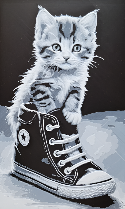Verspielte Katze mit Converse-Stil als trendiges 3D-Bild