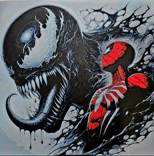 Spiderman im epischen Kampf gegen Venom als 3D-Lithophane für Marvel-Fans