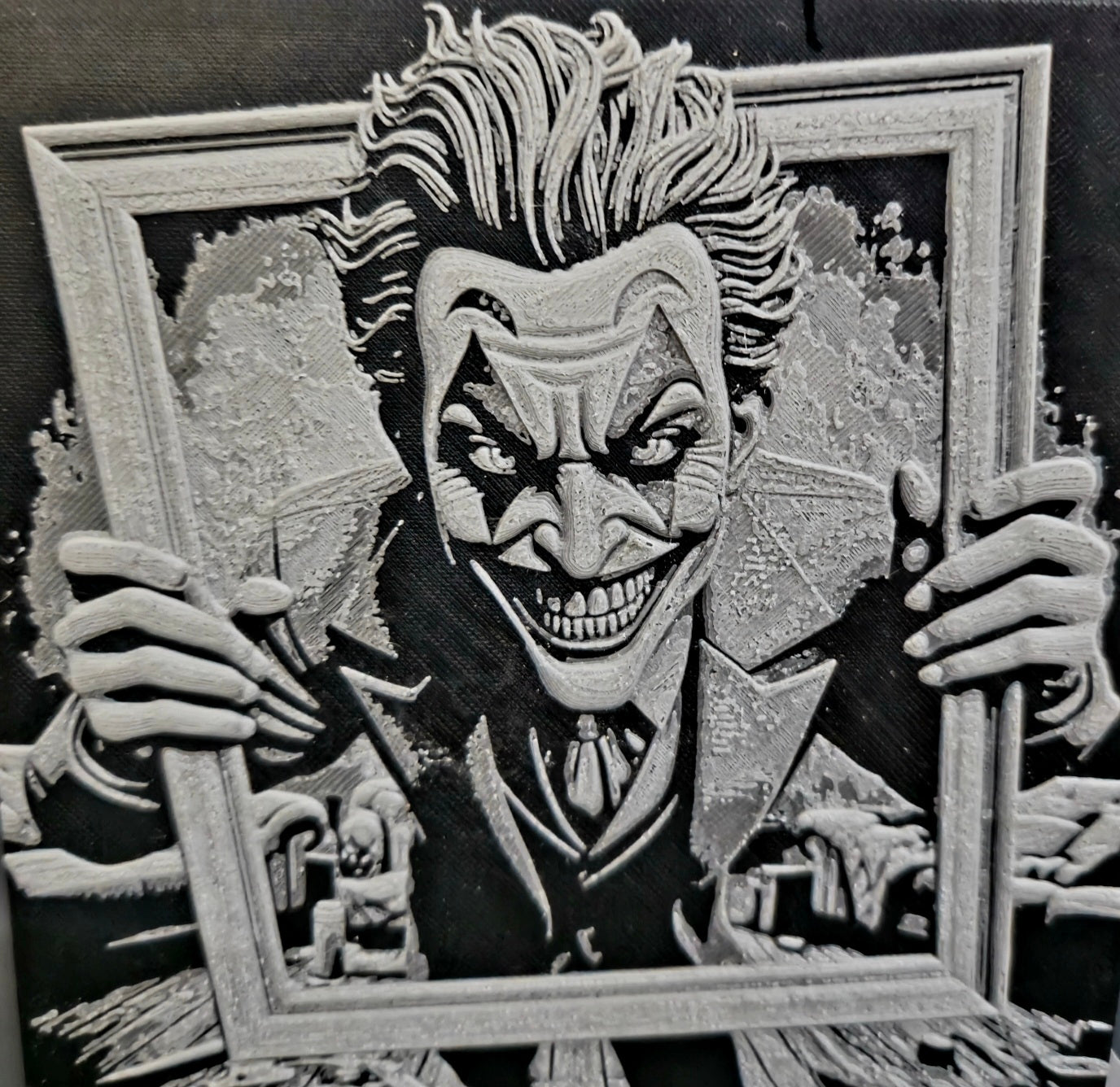 Joker im Rahmen als ausdrucksstarkes 3D-Bild für Comic- und DC-Fans