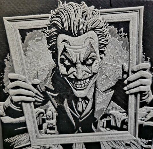 Joker im Rahmen als ausdrucksstarkes 3D-Bild für Comic- und DC-Fans