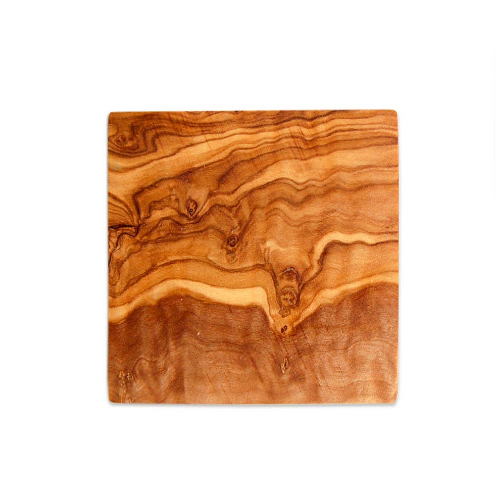 Quadratischer Glasuntersetzer aus Holz – 9 × 9 cm, mit Lasergravur