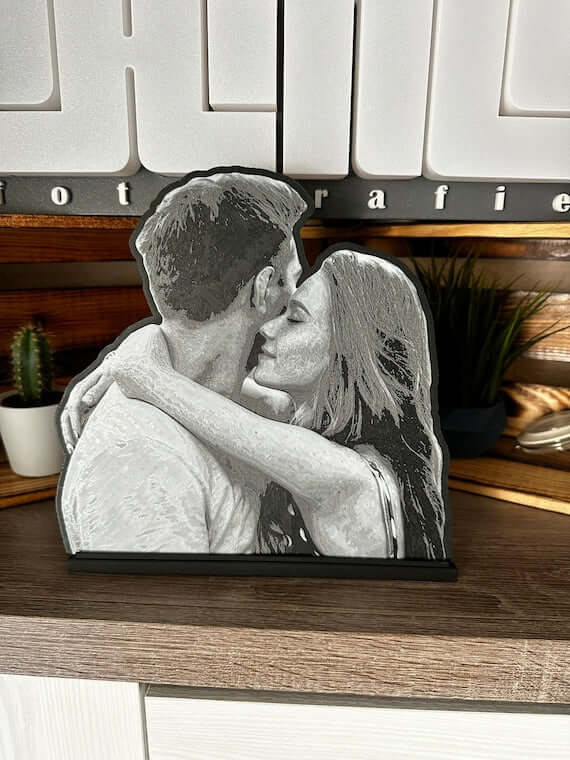 Handgemachtes 3D-Bild in Schwarz-Weiß – edel & individuell graviert